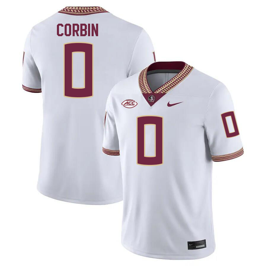 #0 Jashaun Corbin Florida State Seminoles Jerseys Football Stitched-White
